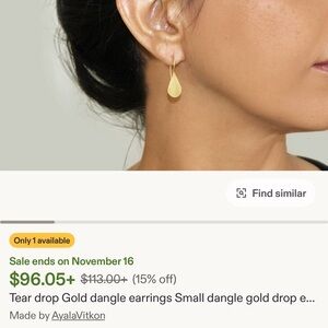 Gold Teardrop Dangle Earrings